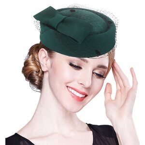 Winter Wool Fascinator British Pillbox Hat Women Wedding Church Derby 1271